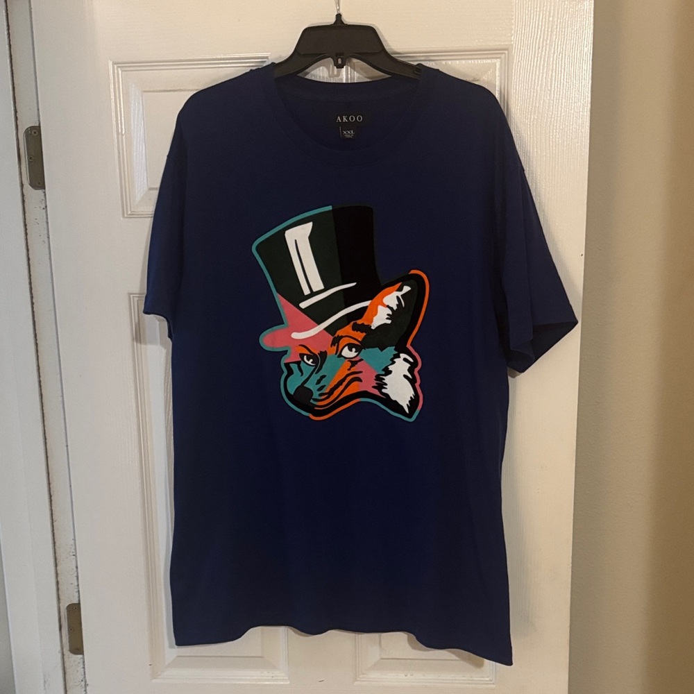 Akoo Navy Blue Graphic Tee with Top Hat Design